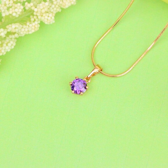 "Dainty Purple Round Pendant in Rose Gold Finish – Chic Design,XPPT1850 - Picture 11 of 13